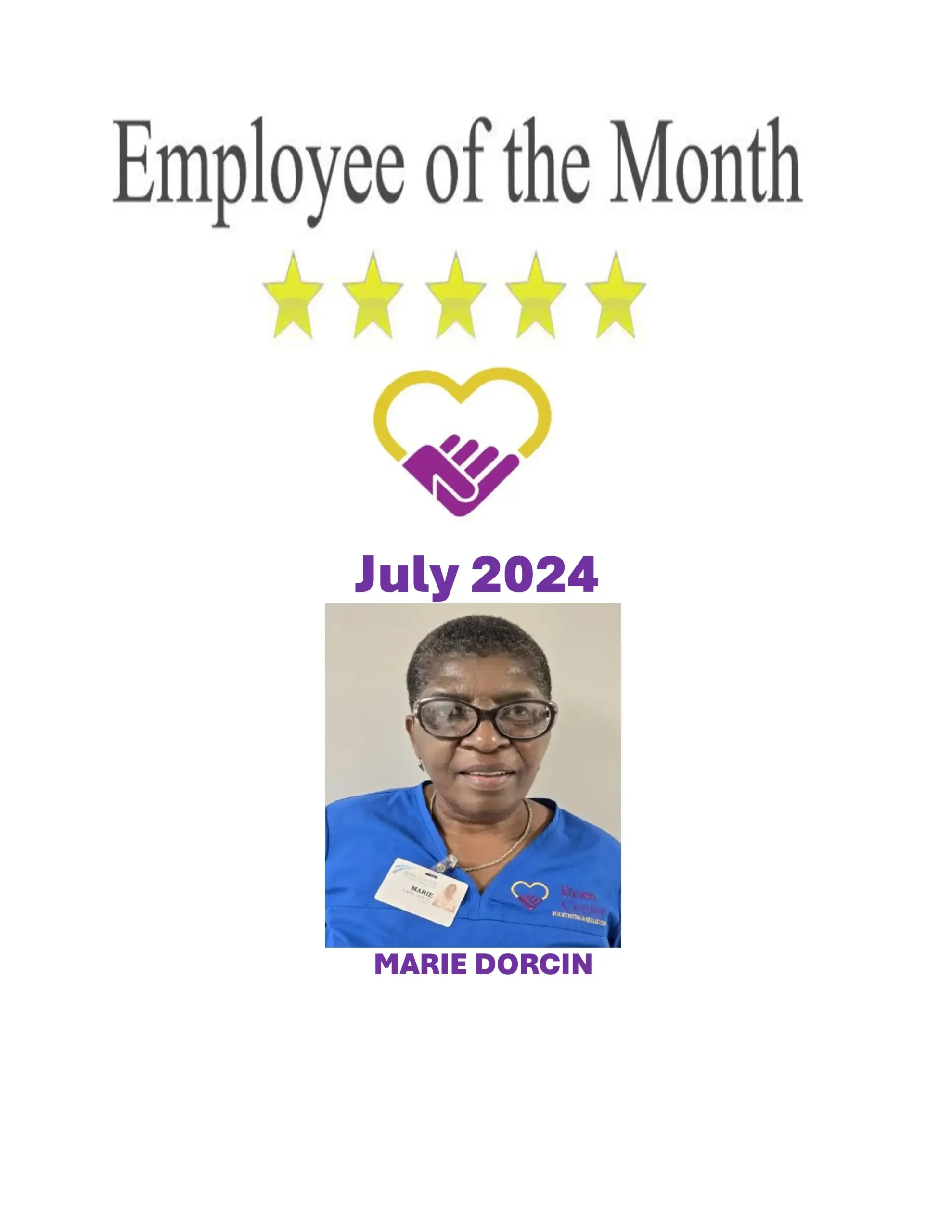 Employee of the Month - Ross Center for Nursing and Rehabilitation